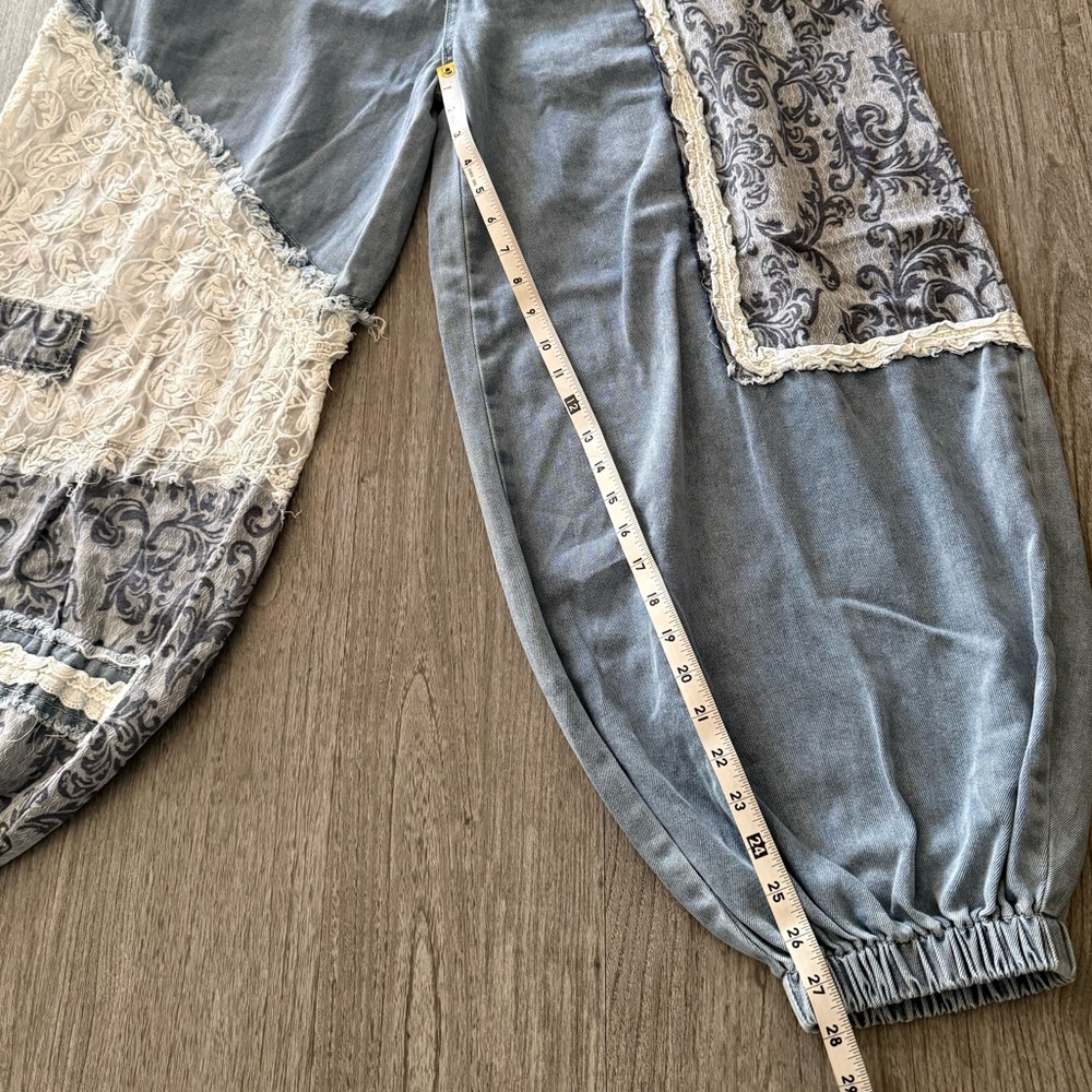 POL Patchwork Patchwork Denim Joggers NWOT - image 10